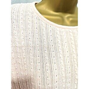 Vtg Koret Short Sleeve Knit Sweater XL Soft Girl Pointelle Stretchy Pink Pastel